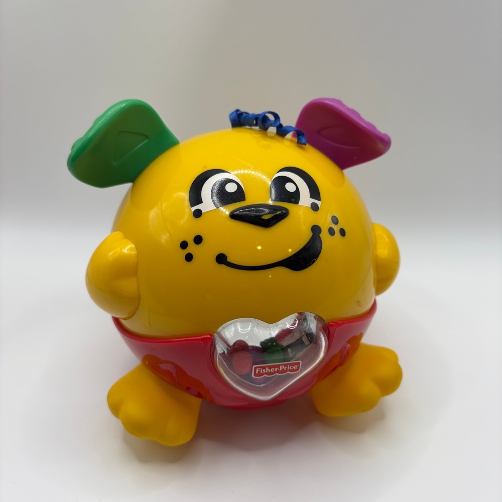 Vtg Fisher Price Brilliant Basics Bounce‎ & Giggle Bumble Ball Puppy-WORKING